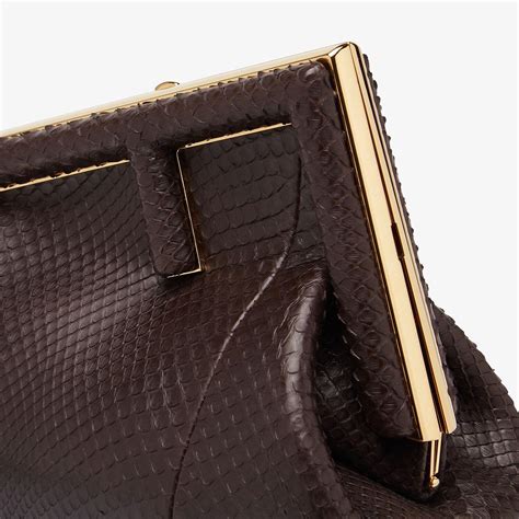 Pochette Fendi in Pitone Marrone 